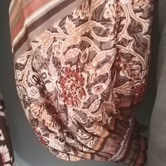 Anthropologie Boho Mini Dress, Earthy Sable Brown, Toffee, Sienna & Cream Floral - Picture 6 of 8